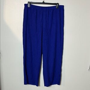 Eileen Fisher royal blue woven plisse pull on wide leg pants NWT, LP